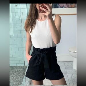 WILFRED EUC Black Paperbag Waist Shorts with Belt